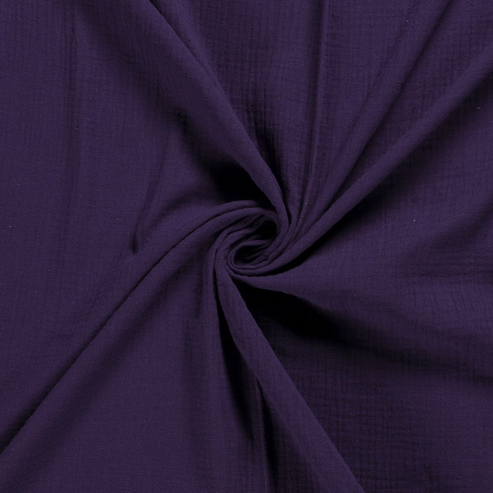 Tissu Double Gaze - Aubergine