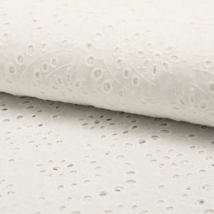 Tissu broderie anglaise - Ivory