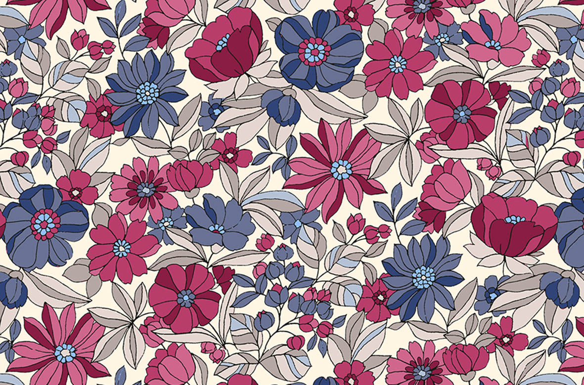 Tissu Coton Imprimé Motif Fleurs Apolline - 012