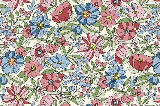 Tissu Coton Imprimé Motif Fleurs Apolline - 013