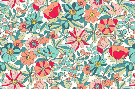 Tissu Coton Imprimé Motif Fleurs Apolline - 014