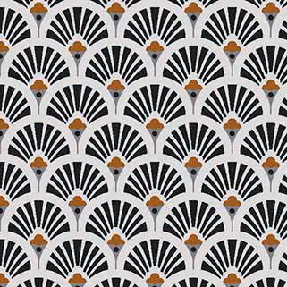Tissu Coton Imprimé Arty Evantails Dorés - 002