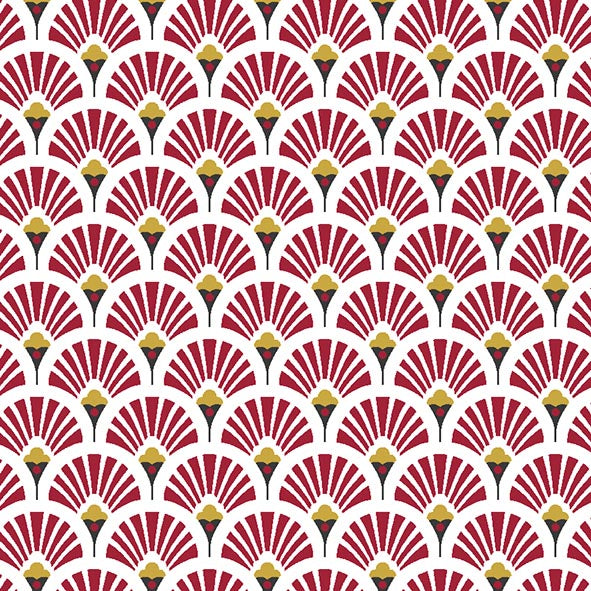 Tissu Coton Imprimé Arty Evantails Dorés - 017