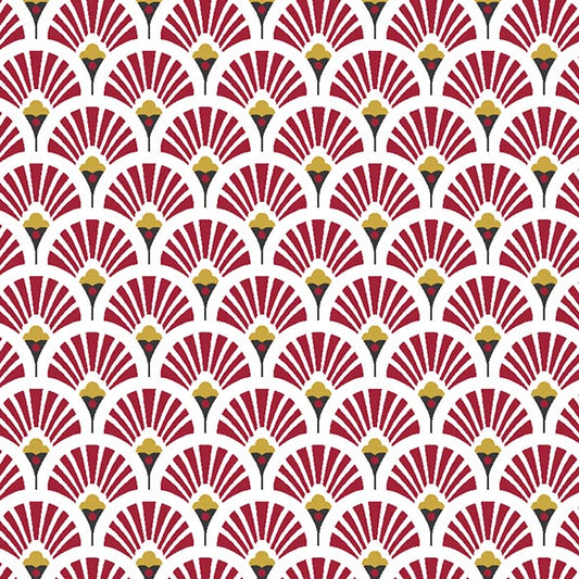 Tissu Coton Imprimé Arty Evantails Dorés - 017
