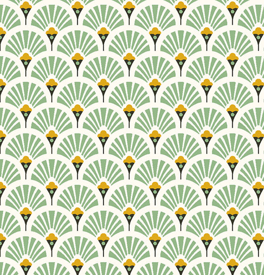 Tissu Coton Imprimé Arty Evantails Dorés - 020